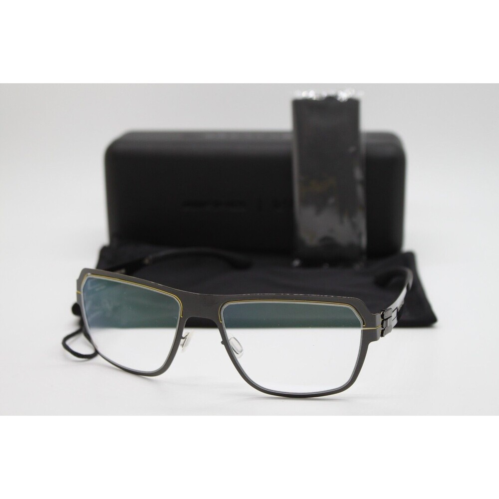 NEW IC! BERLIN AMG 04 GUNMETAL YELLOW AUTHENTIC EYEGLASSES W/CASE 55-18